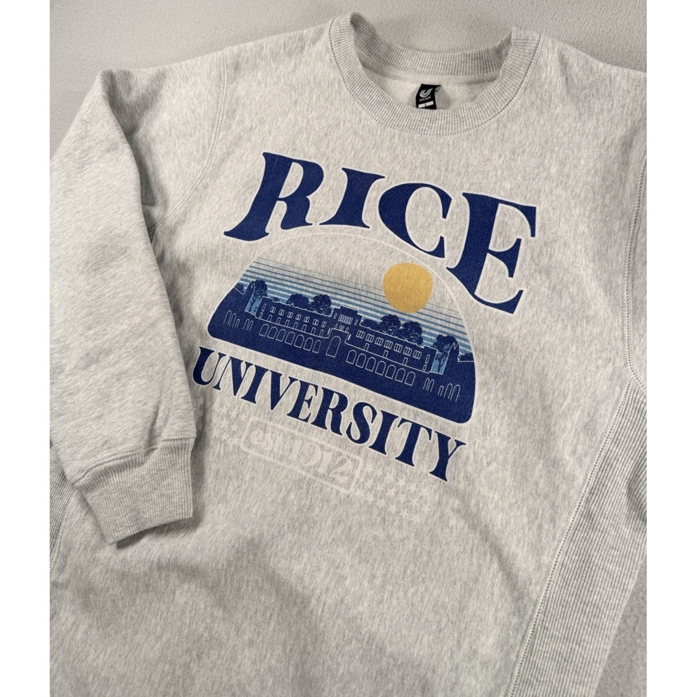 USCAPE Rice University Heavyweight Crewneck LARGE Heather Grey